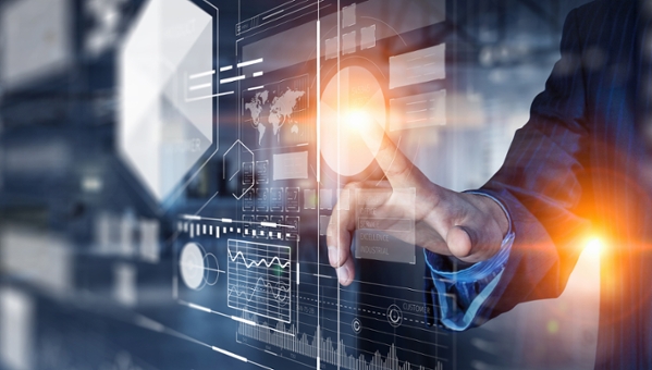 Business person at digital interface