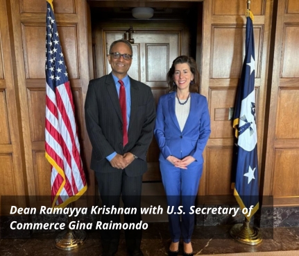 Dean Ramayya Krishnan with Secretary Gina Raimondo.