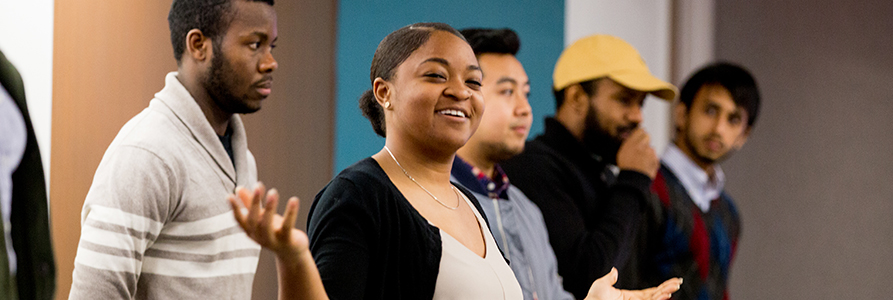 Students participating in a diversity exercise