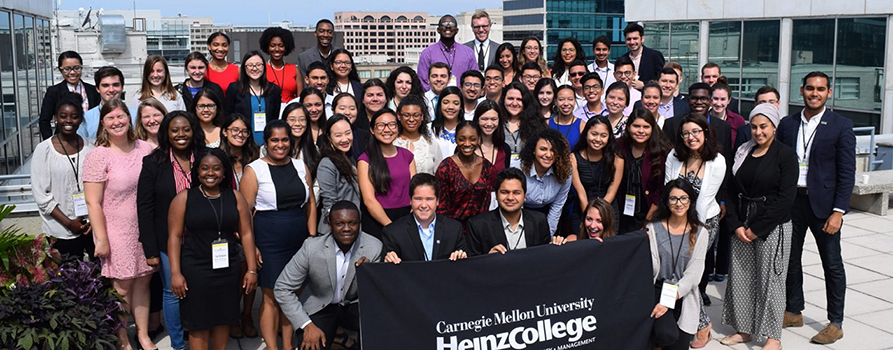 Heinz College students in a group photo during Public Service Weekend in Washington DC