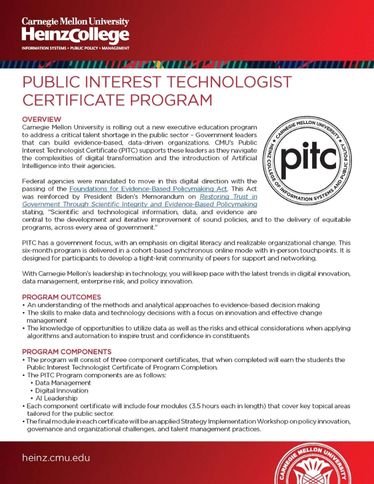 Public Interest Technology Certificate Program Brochure