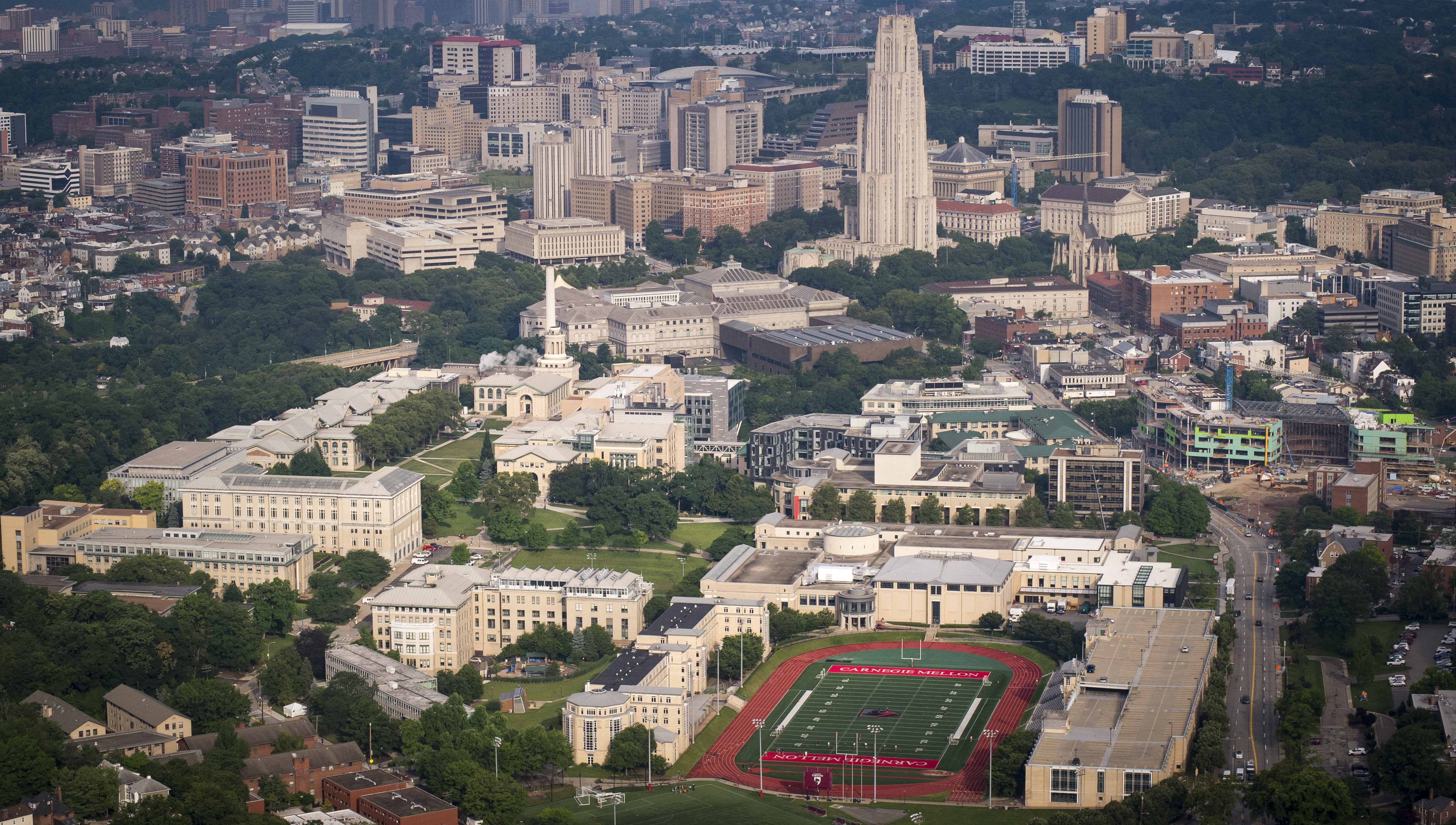 Aerial photo of the Carnegie Mellon University campus