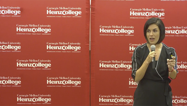 Yolanda Martínez Mancilla speaking at Heinz College