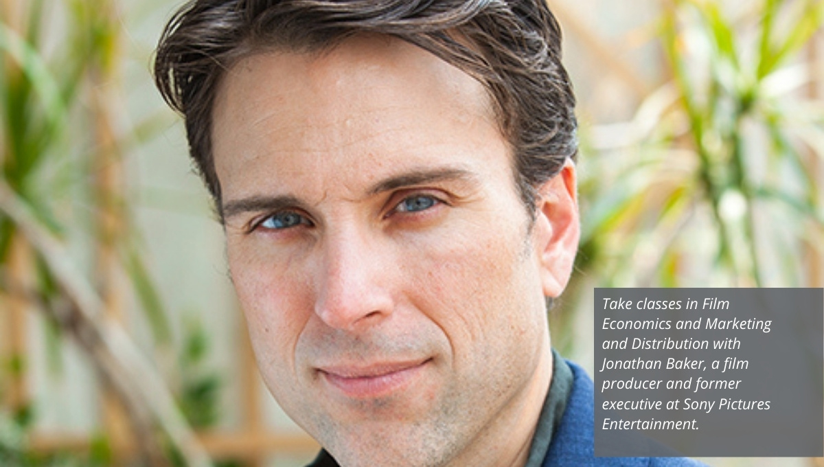 A headshot of Entertainment Industry Management faculty member Jonathan Baker, a film producer and former executive at Sony Pictures Entertainment.