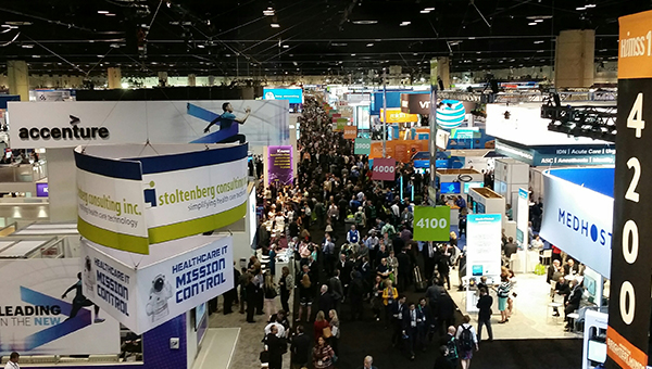 A picture of the floor of HIMSS, a healthcare conference with over 40,000 participants