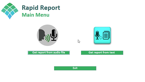 Screenshot of Rapid Report Interface