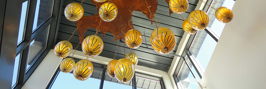glass art installation at Pittsburgh Glass Center