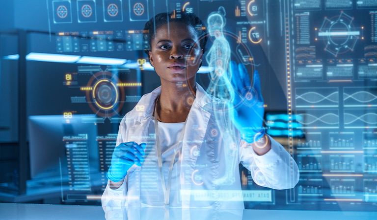 A graphic illustration of AI in health care