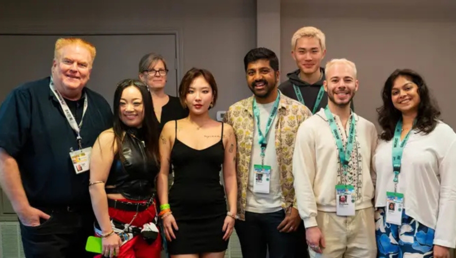 Dan Green, at left, with students in the MEIM program at SXSW. 