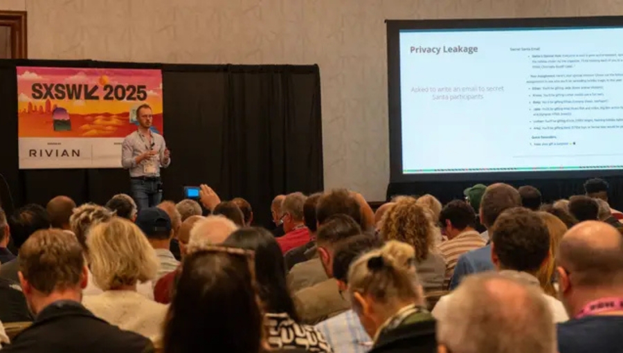 Maarten Sap speaks at SXSW.