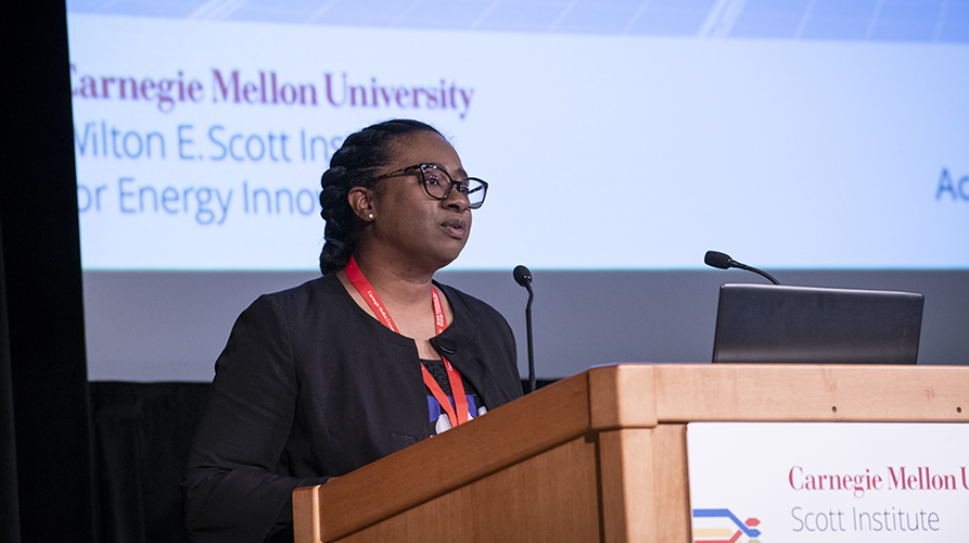 Tiffany Taulton speaking during CMU's Energy Week