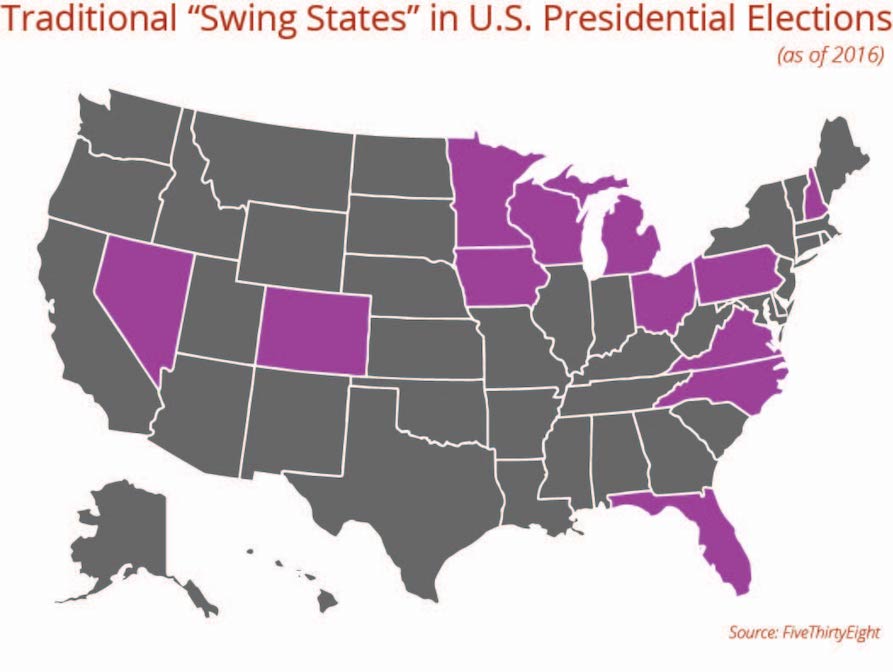 Map of US Swing States