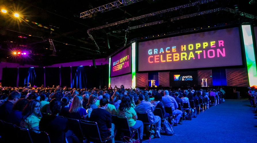 Stage and crowd at Grace Hopper Celebration