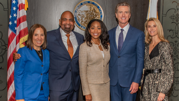 CA Lt. Governor Eleni Kounalakis, Attorney Warren Pulley, CA State Controller Malia M. Cohen, CA Governor Gavin Newsom, CA First Partner Jennifer Siebel Newsom