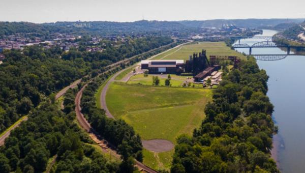 Aerial image of Carrie Furnace provided by RIDC.