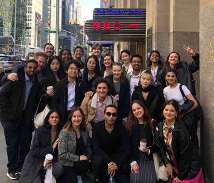 Students in the MEIM program gather in front of NBC Studios in New York City.