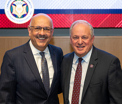 CMU President Farnam Jahanian and former U.S. Rep. Mike Doyle