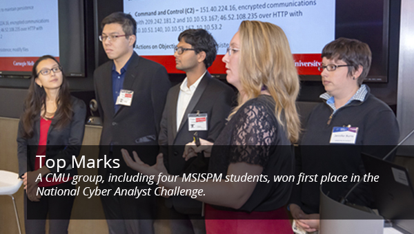 image of students on winning team at NCAC cyber challenge
