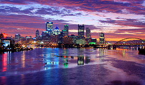 Pittsburgh Skyline at Night in Winter