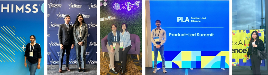 Collage of Heinz College students attending professional conferences